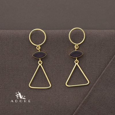 Golden Circle And Triangle Ellipse Earring
