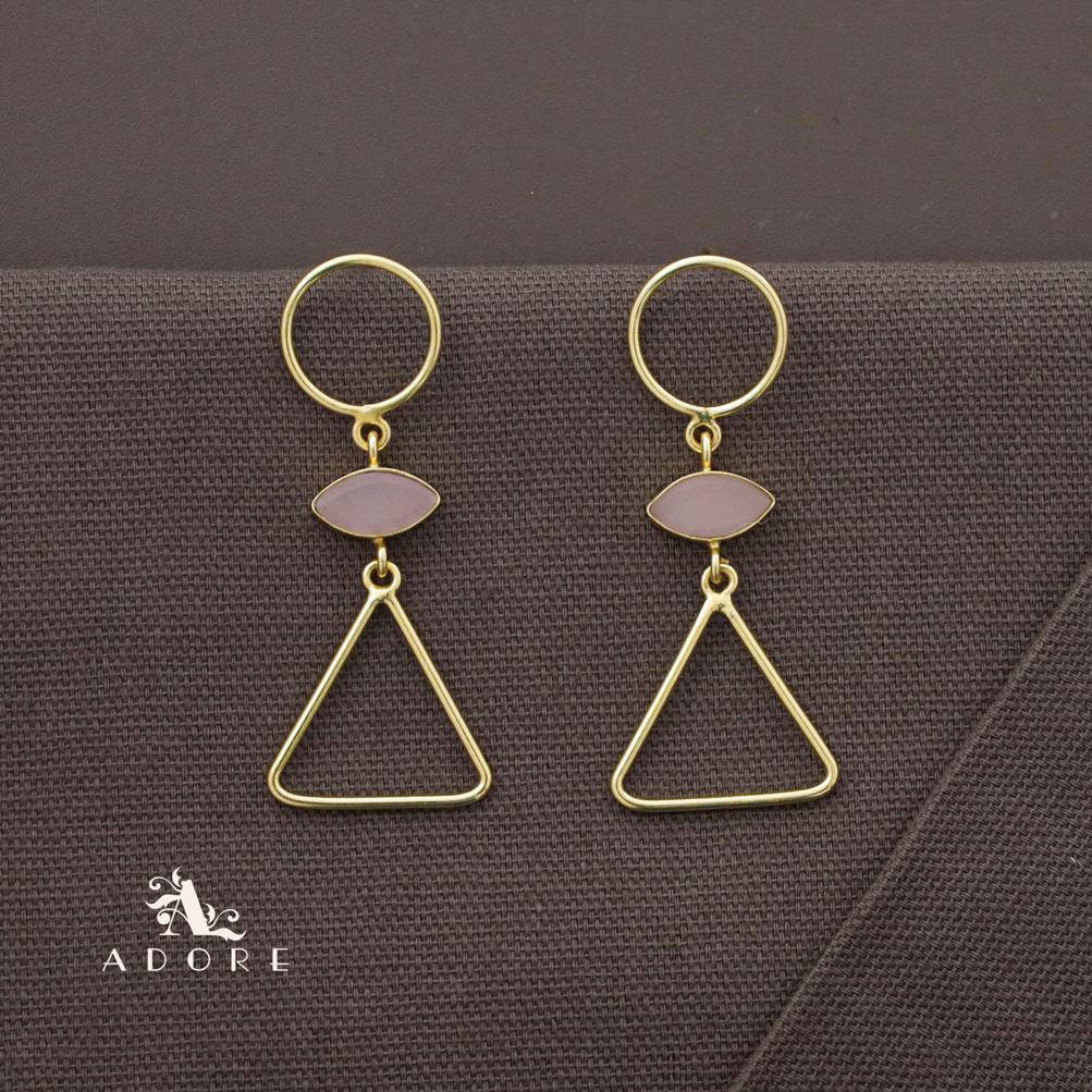 Golden Circle And Triangle Ellipse Earring