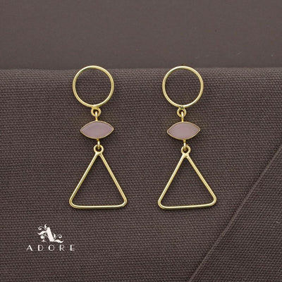 Golden Circle And Triangle Ellipse Earring