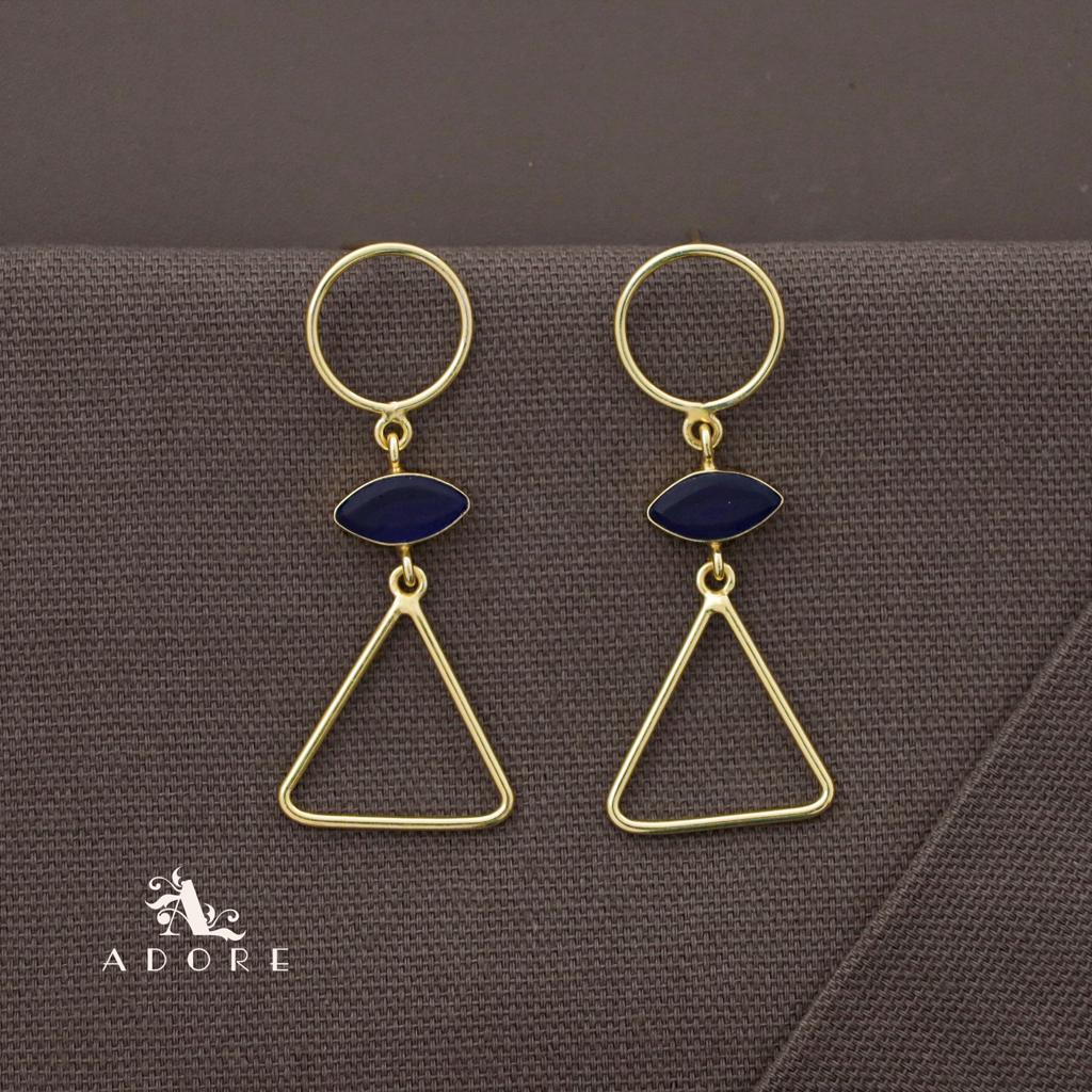 Golden Circle And Triangle Ellipse Earring