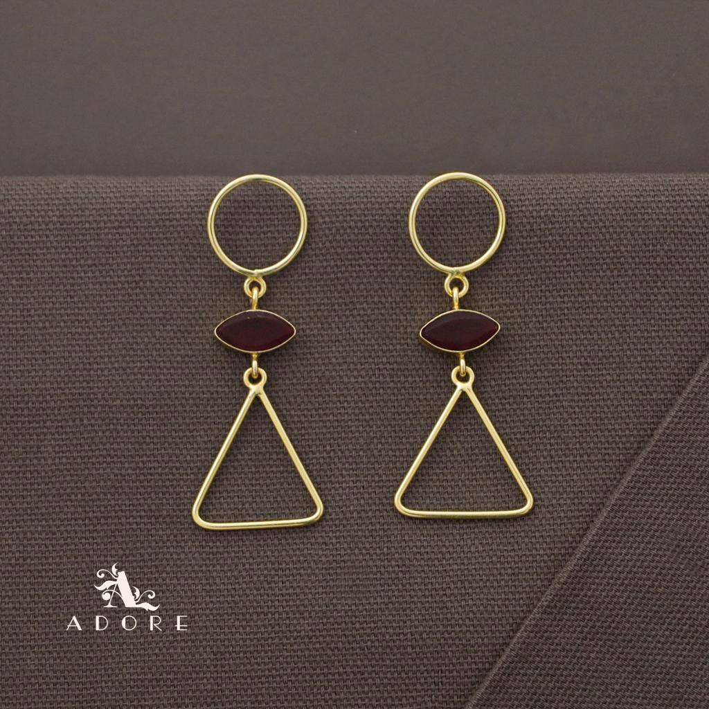 Golden Circle And Triangle Ellipse Earring
