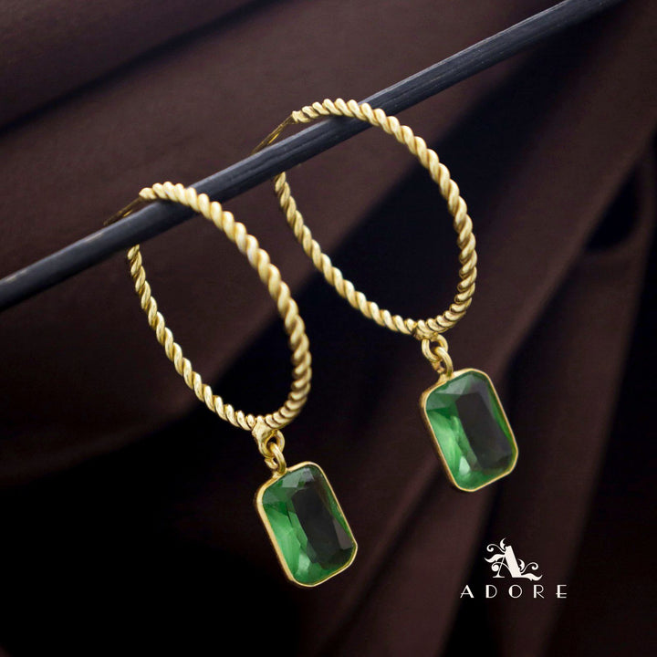 Celena Twisted Hoop Glossy Rectangle Earring