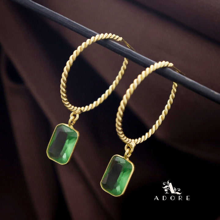 Celena Twisted Hoop Glossy Rectangle Earring