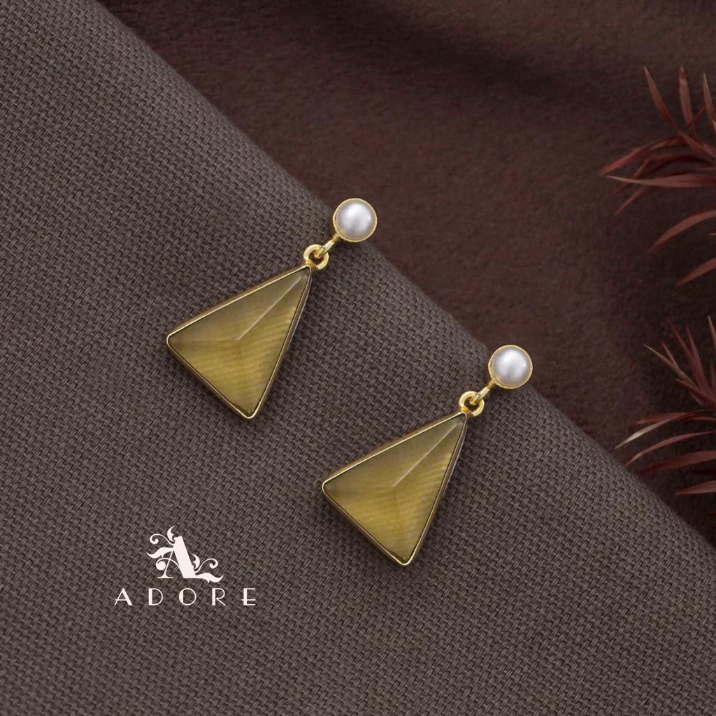 Pearl Glossy Triangle Earring