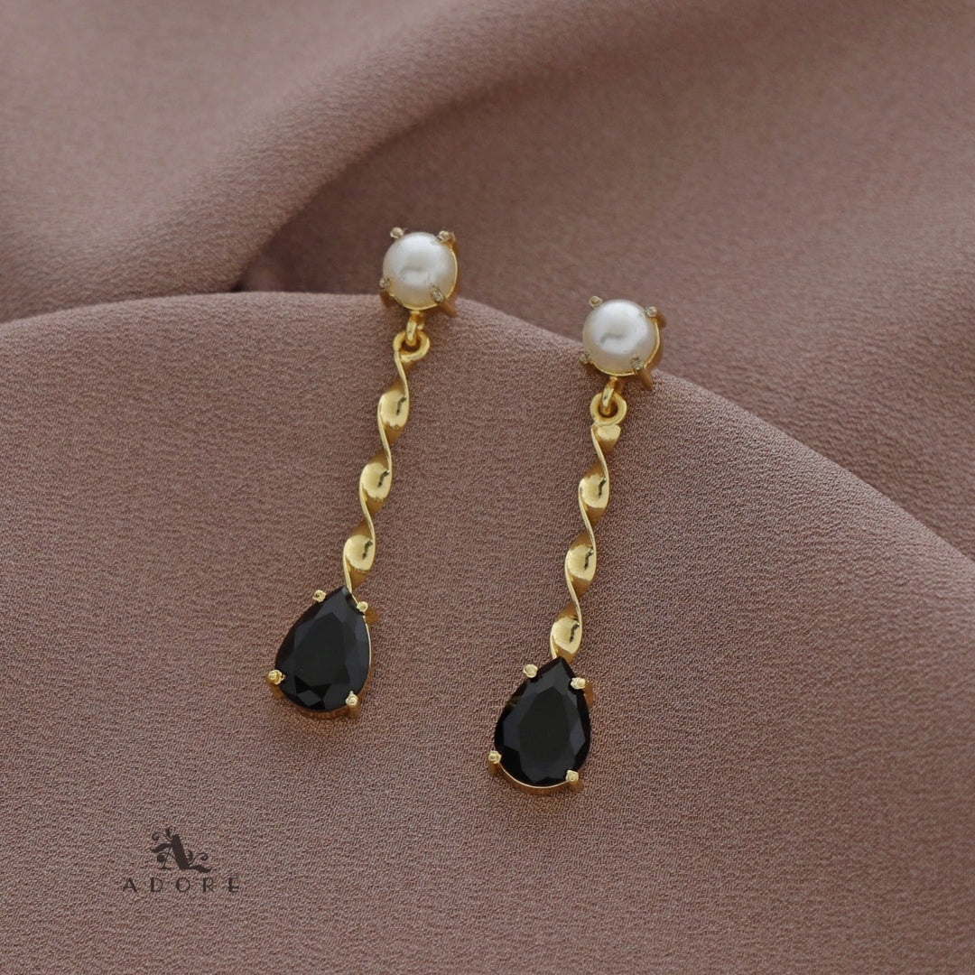 Glossy Round & Drop Twisted Earring
