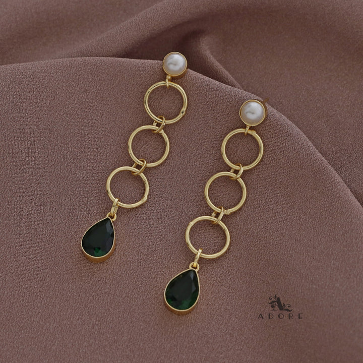 Golden 3 Circle Glossy Drop Earring