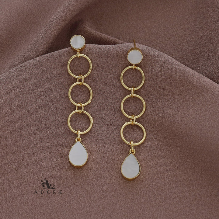 Golden 3 Circle Glossy Drop Earring