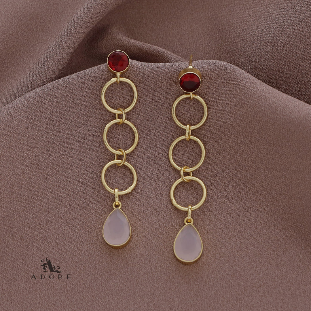 Golden 3 Circle Glossy Drop Earring