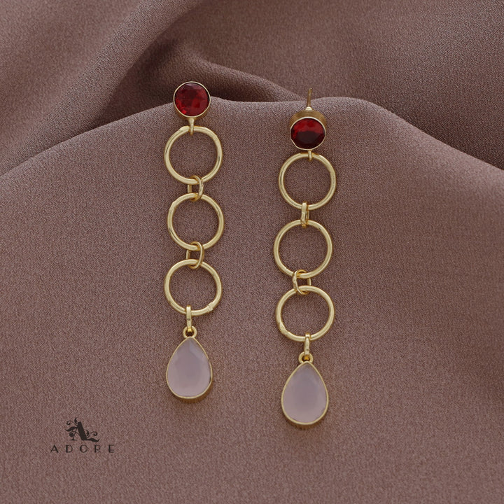 Golden 3 Circle Glossy Drop Earring