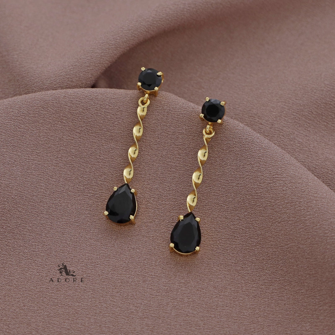 Glossy Round & Drop Twisted Earring