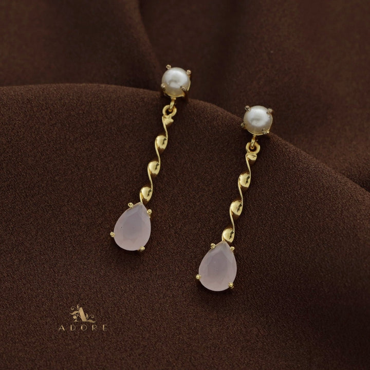 Glossy Round & Drop Twisted Earring