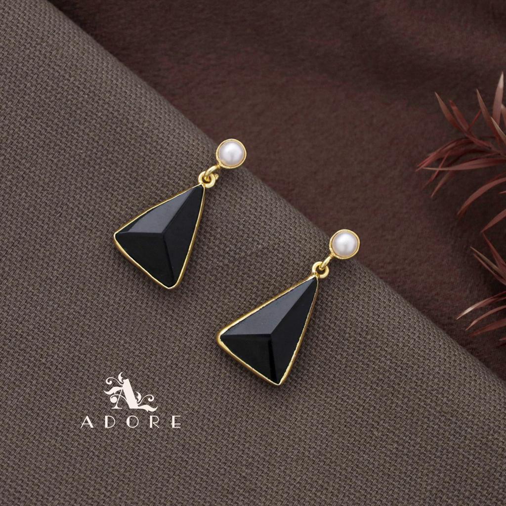 Pearl Glossy Triangle Earring