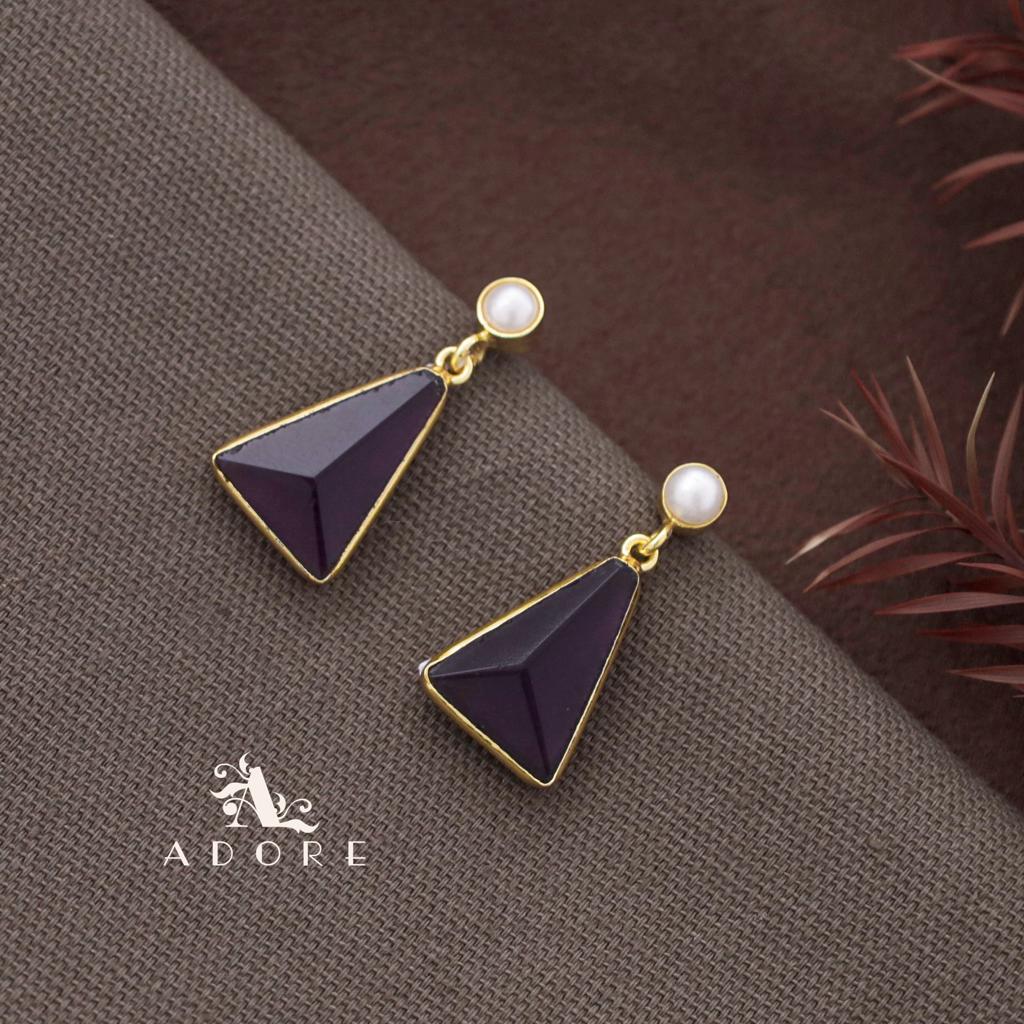 Pearl Glossy Triangle Earring