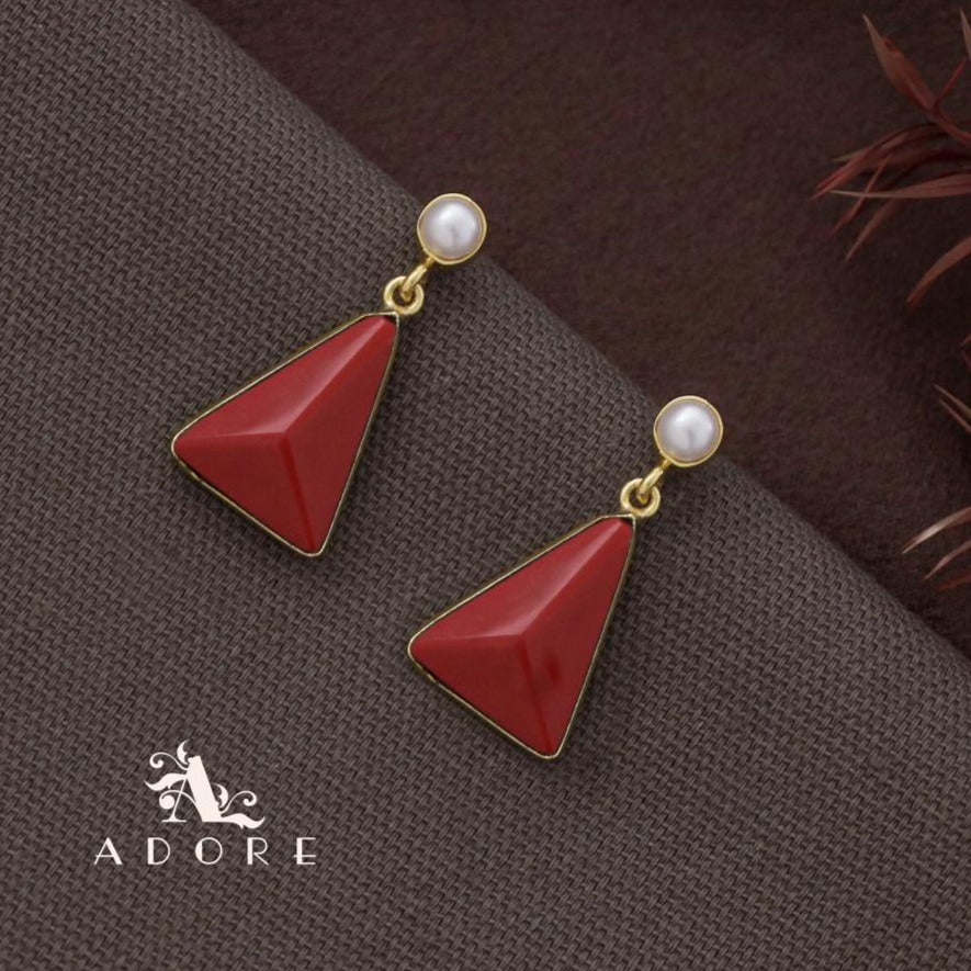 Pearl Glossy Triangle Earring