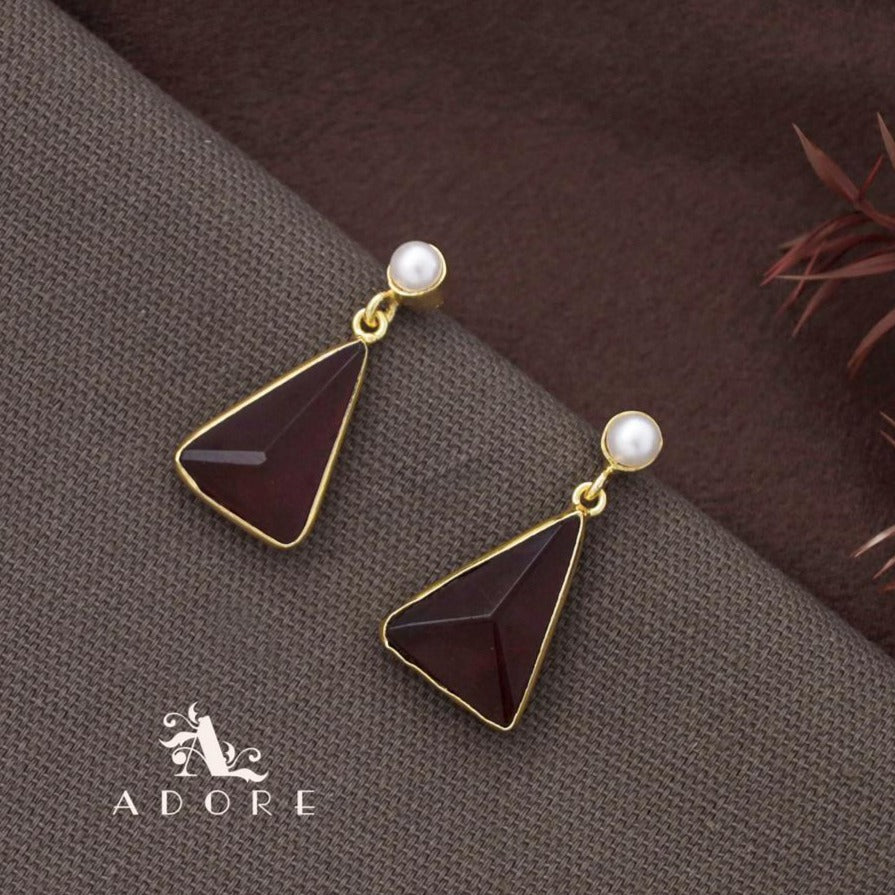Pearl Glossy Triangle Earring