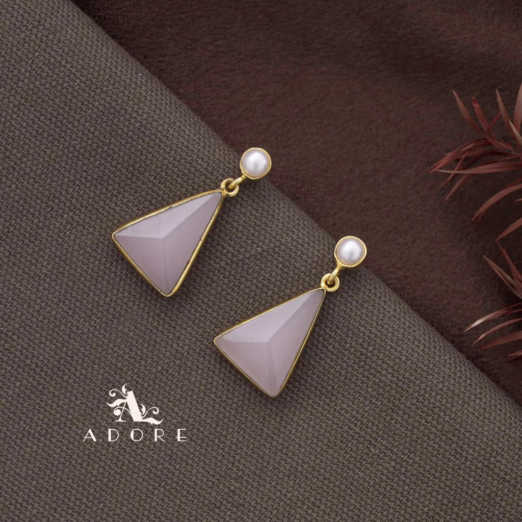 Pearl Glossy Triangle Earring