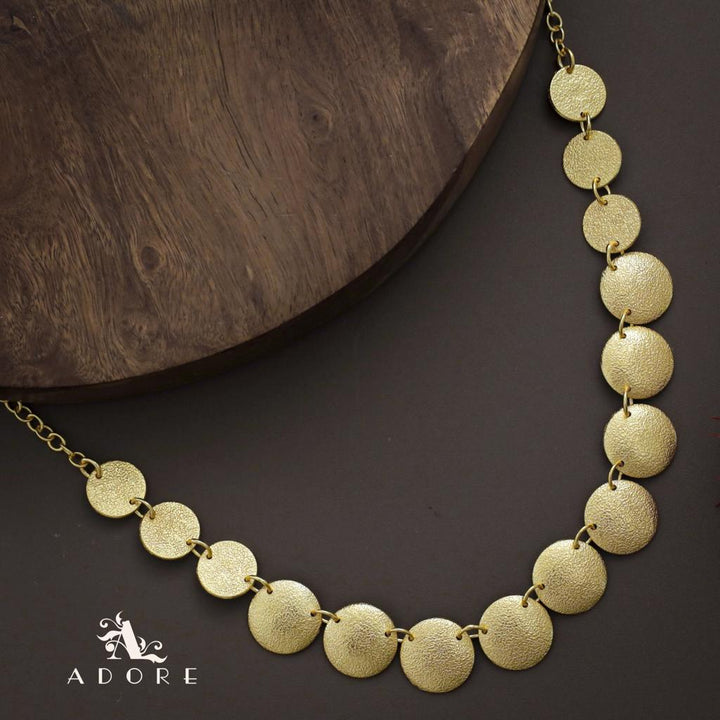 Golden Textured Coin And Thoda  Neckpiece