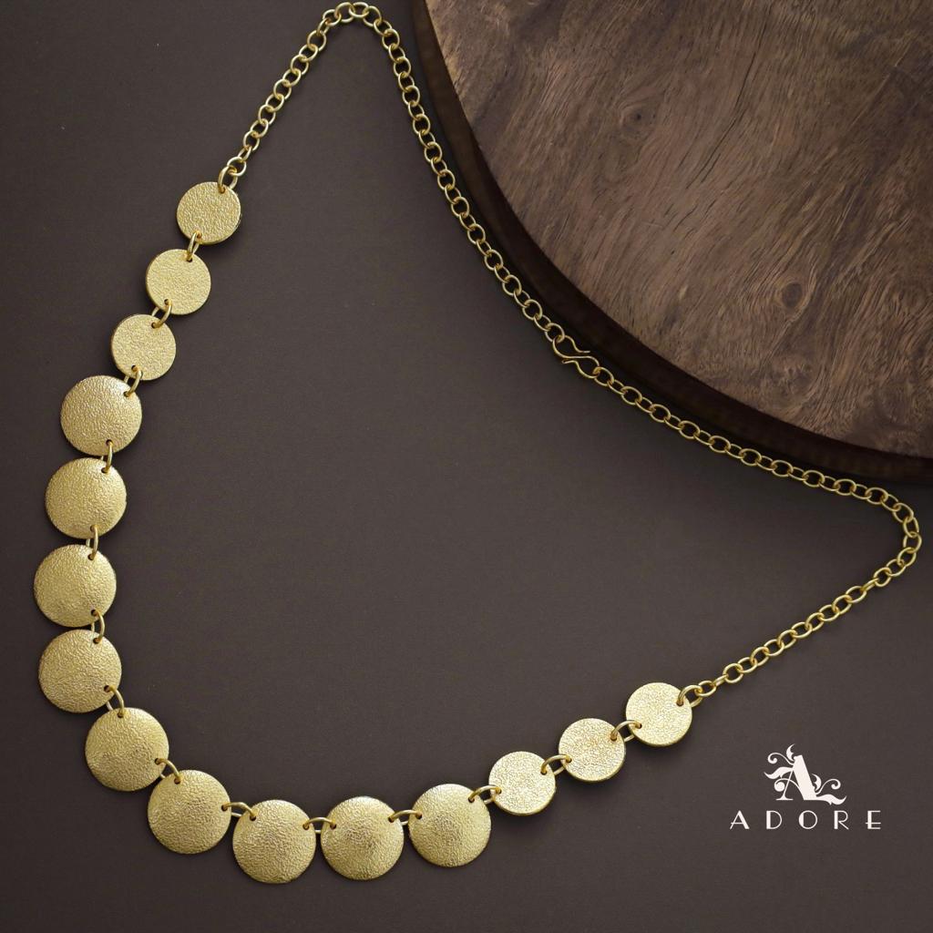 Golden Textured Coin And Thoda  Neckpiece