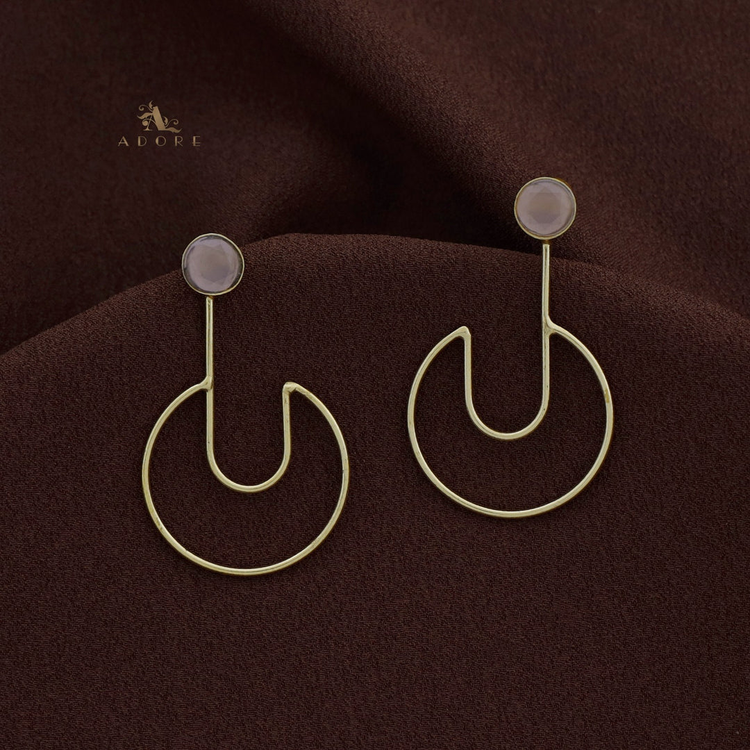Golden Glossy Open Circle Pendulum Earring