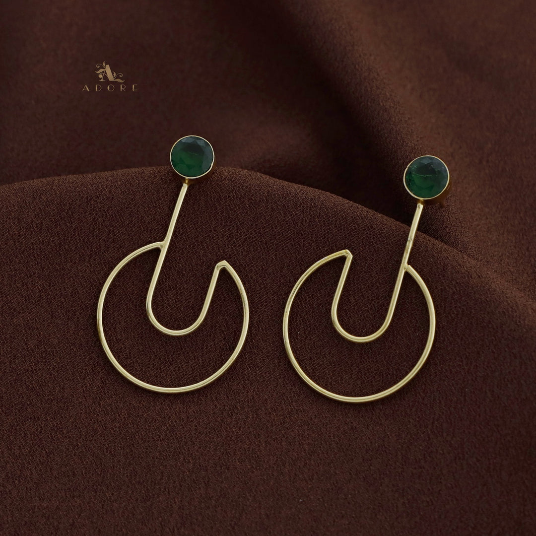 Golden Glossy Open Circle Pendulum Earring