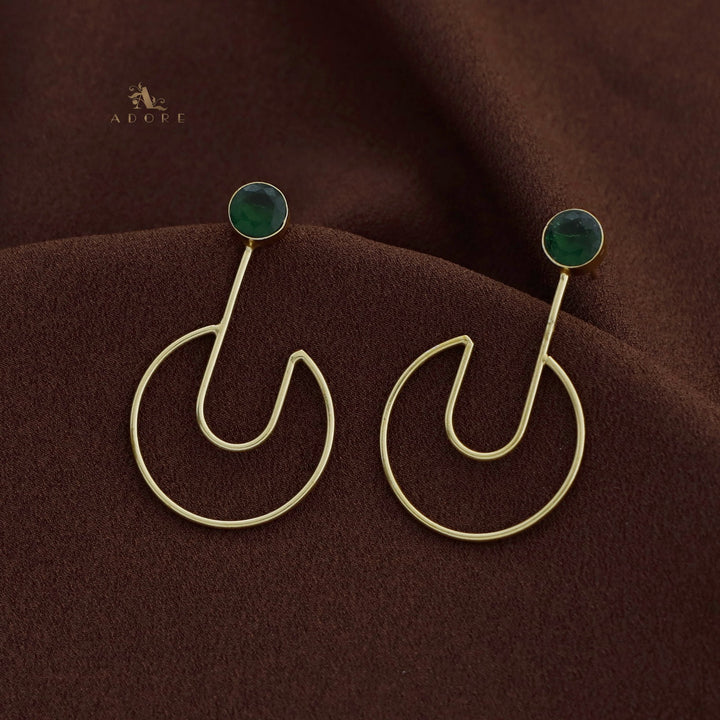 Golden Glossy Open Circle Pendulum Earring