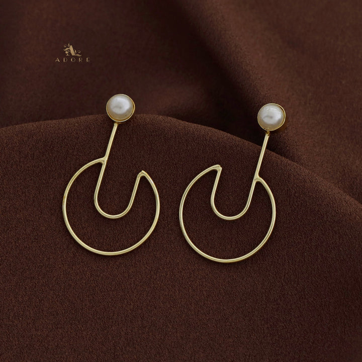 Golden Glossy Open Circle Pendulum Earring