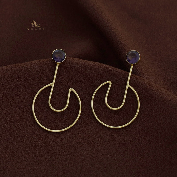 Golden Glossy Open Circle Pendulum Earring