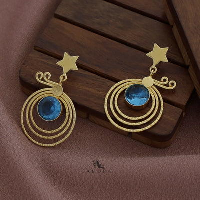 Golden Star Hammered 3 Layer Circle Glossy Earring