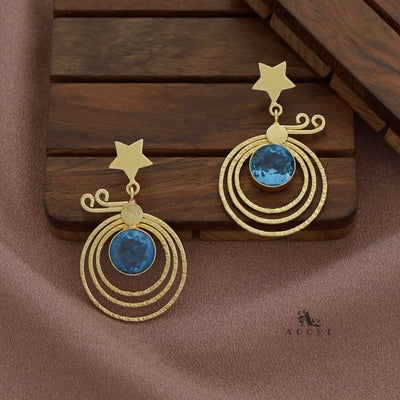 Golden Star Hammered 3 Layer Circle Glossy Earring