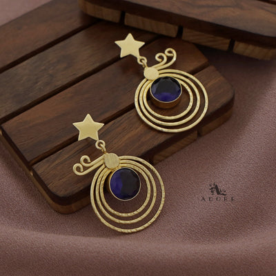 Golden Star Hammered 3 Layer Circle Glossy Earring