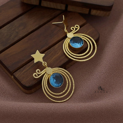 Golden Star Hammered 3 Layer Circle Glossy Earring