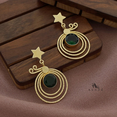 Golden Star Hammered 3 Layer Circle Glossy Earring