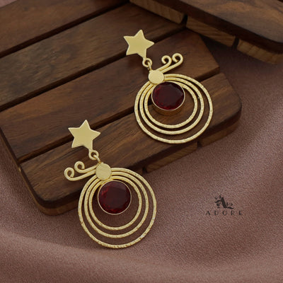 Golden Star Hammered 3 Layer Circle Glossy Earring