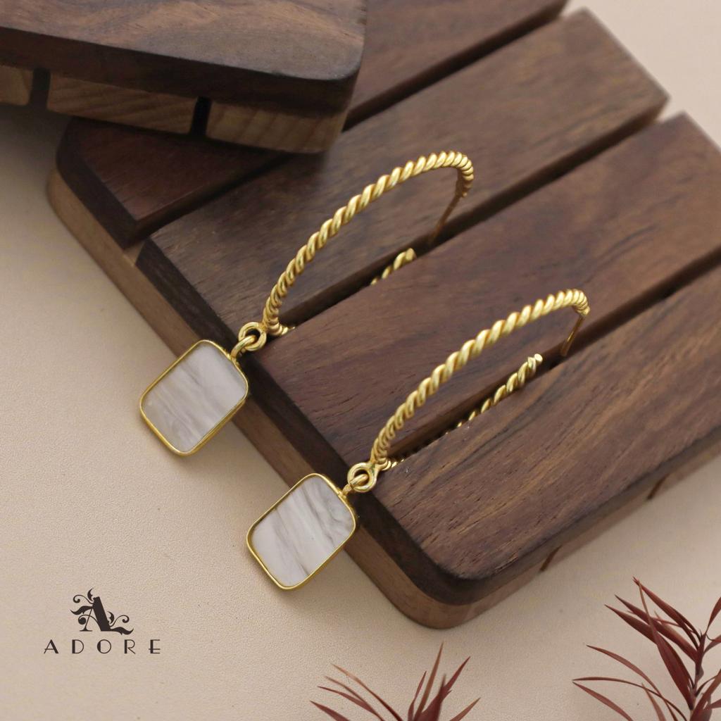 Celena Twisted Hoop Glossy Rectangle Earring