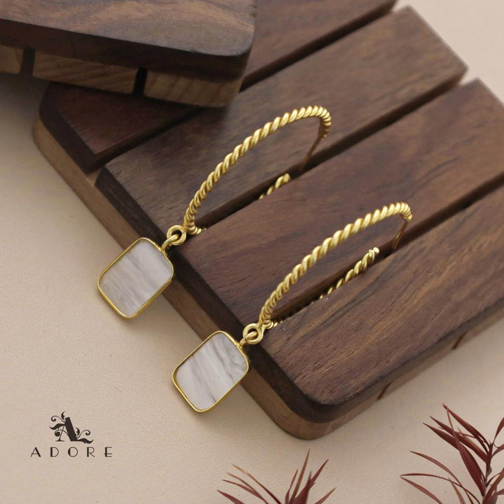 Celena Twisted Hoop Glossy Rectangle Earring
