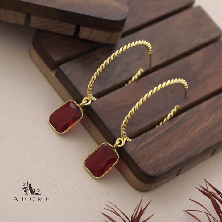 Celena Twisted Hoop Glossy Rectangle Earring