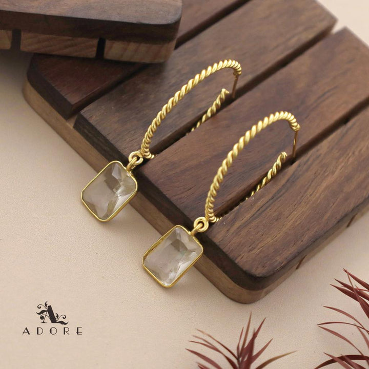 Celena Twisted Hoop Glossy Rectangle Earring
