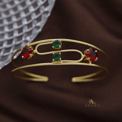 Dual Layer Glossy Diamond & Round Bangle