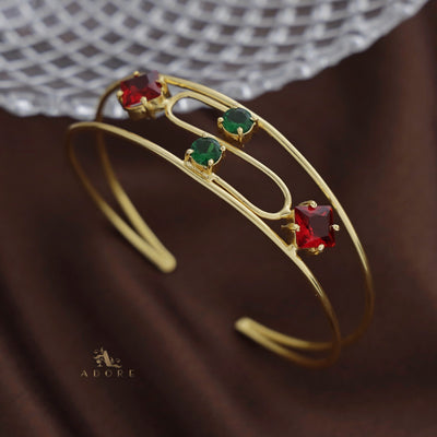 Dual Layer Glossy Diamond & Round Bangle
