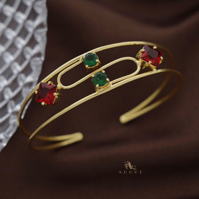 Dual Layer Glossy Diamond & Round Bangle