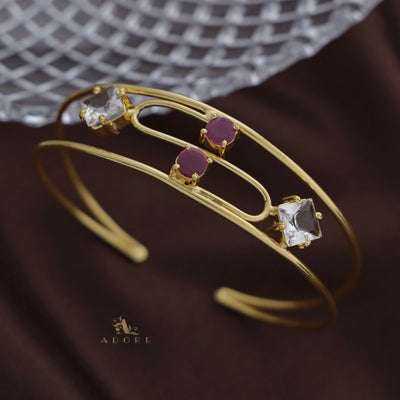 Dual Layer Glossy Diamond & Round Bangle