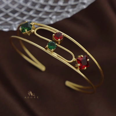 Dual Layer Glossy Diamond & Round Bangle