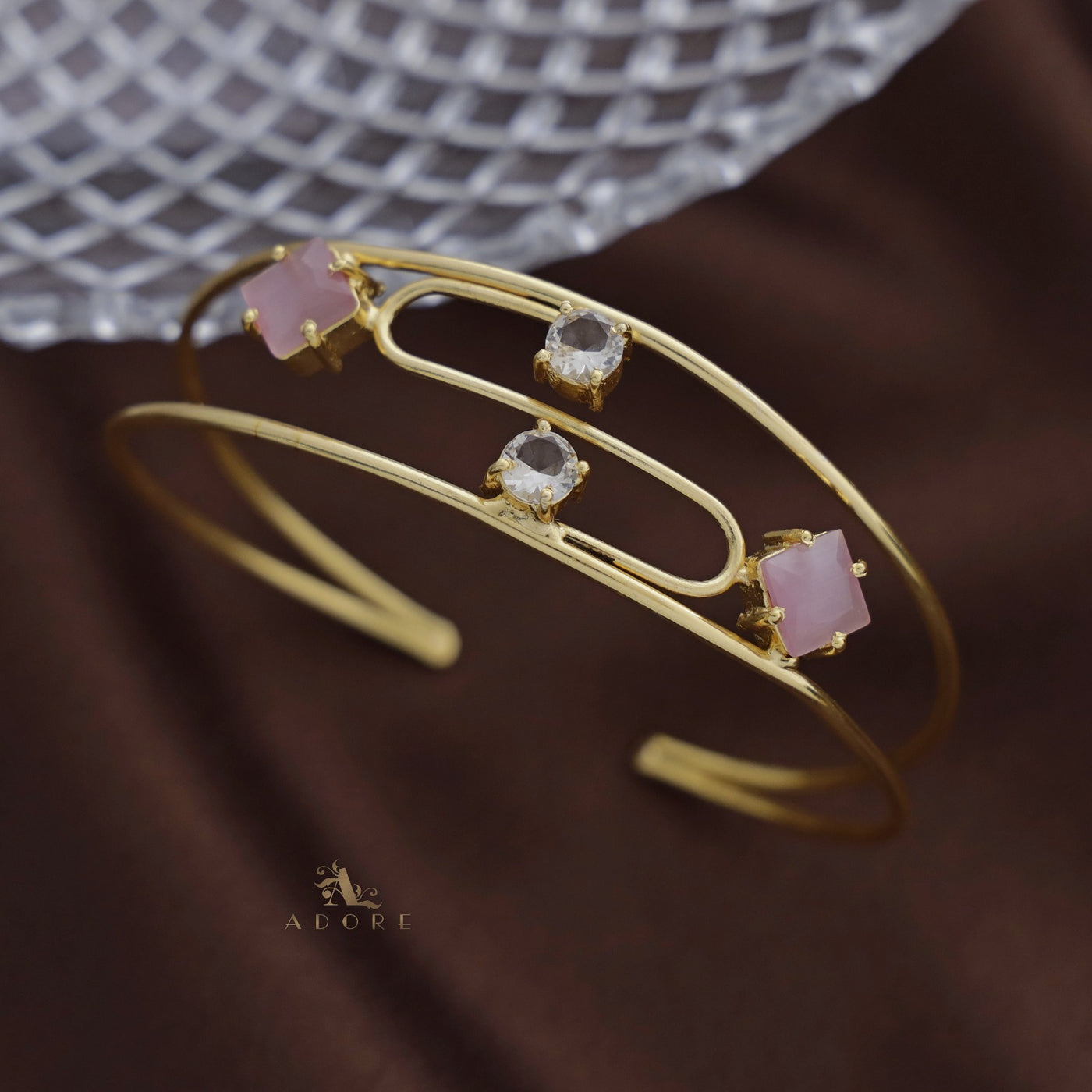 Dual Layer Glossy Diamond & Round Bangle