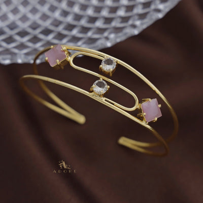 Dual Layer Glossy Diamond & Round Bangle