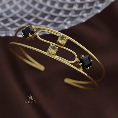 Dual Layer Glossy Diamond & Round Bangle