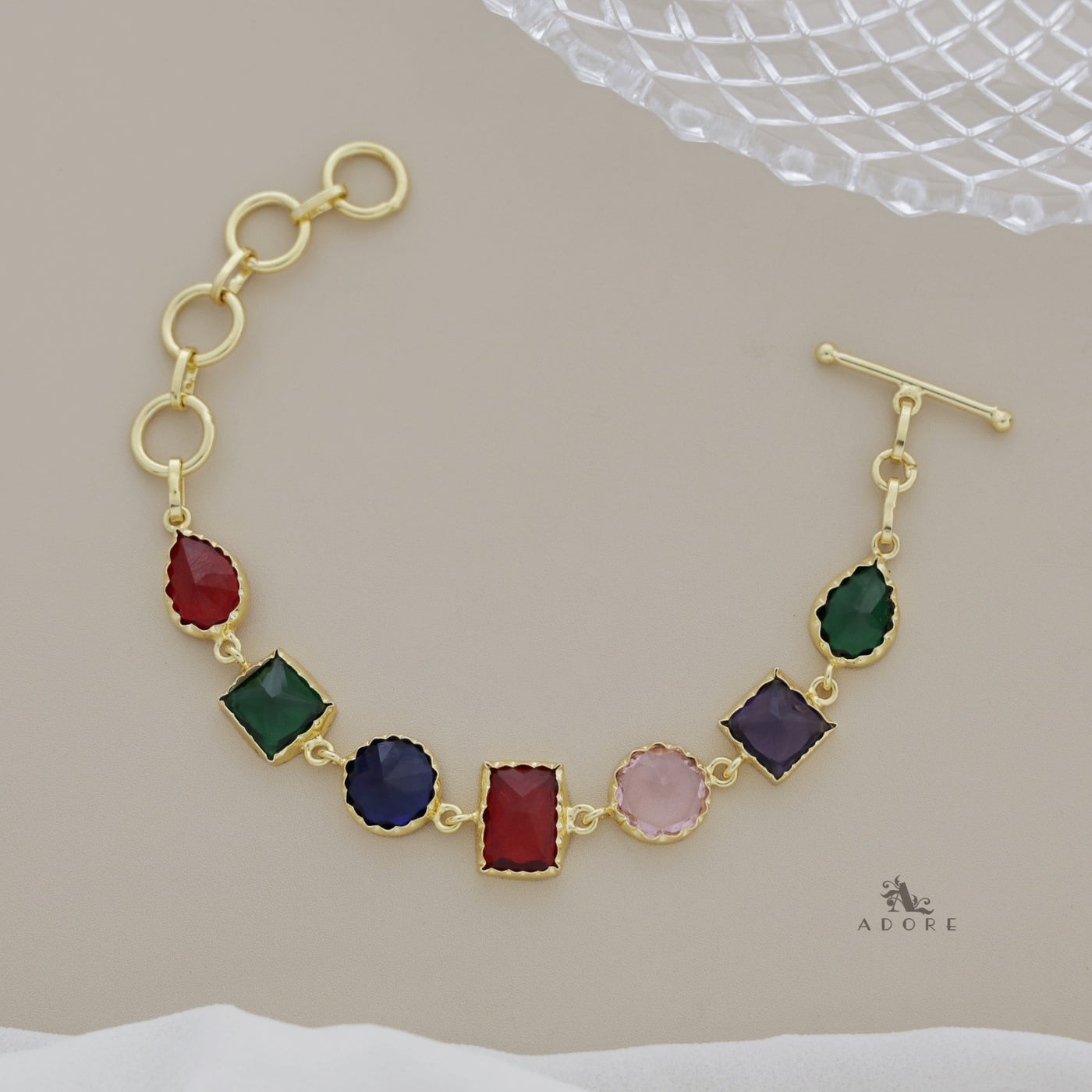 Multicolour Glossy Geometric Bracelet