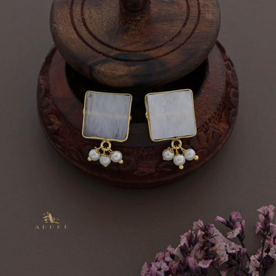 Palika Square MOP Choker / Short Neckpiece With Earring