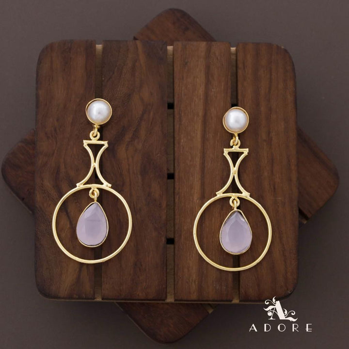 Glossy Golden Circle Rain Drop Earring