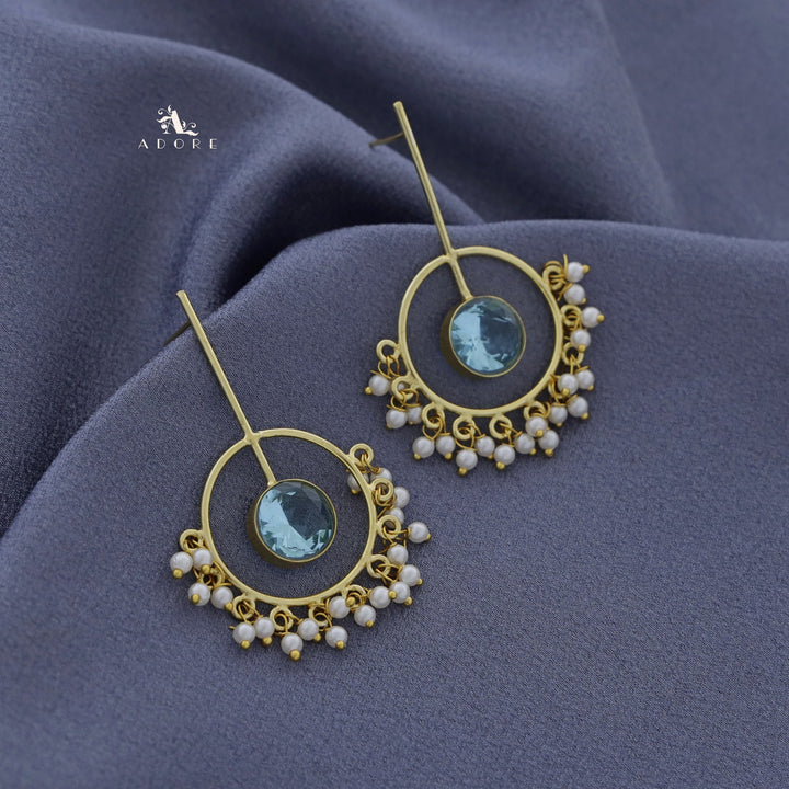 Golden Circle Pendulum Pearl Earring