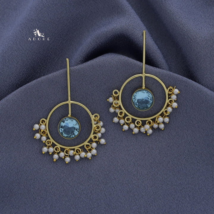 Golden Circle Pendulum Pearl Earring
